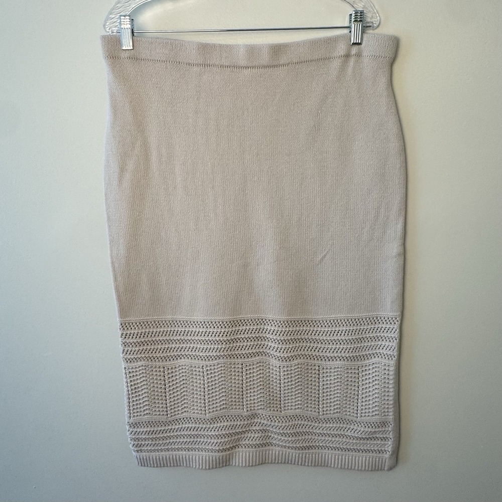 Rachel Zoe Crocheted Midi Skirt Womens XL Ivory Cottagecore‎ Grandma Boho NWOT